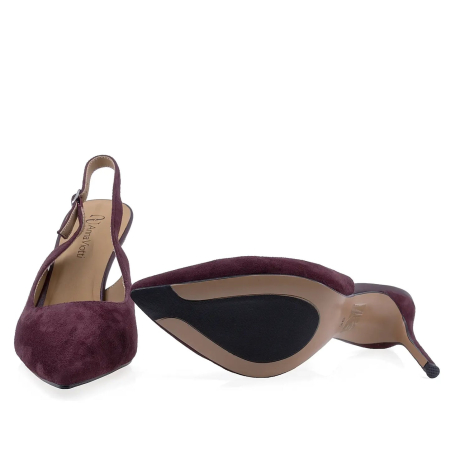 Pantofi - Pantofi eleganți damă Anna Viotti din piele întoarsă bordo, toc înalt 9 cm - D105-B149D-270-W113