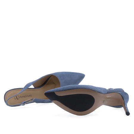 Incaltaminte dama - Pantofi eleganți damă Anna Viotti din piele naturală întoarsă, albastru, toc de 9 cm - D105-B149D-270-W171