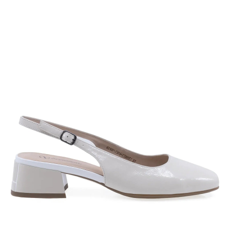 Incaltaminte dama - Pantofi eleganți damă Anna Viotti din piele naturală lăcuită, bej, toc de 4 cm - D105-6210P-J300-YT09
