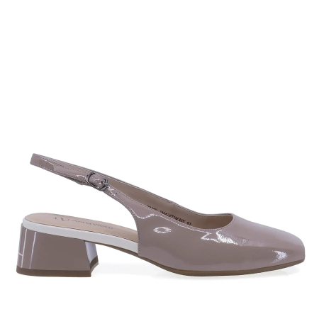 Pantofi - Pantofi eleganți damă Anna Viotti din piele naturală lăcuită, cafe, toc de 4 cm - D105-6210P-J300-YT19