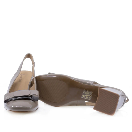 Pantofi - Pantofi eleganți damă Anna Viotti din piele naturală lăcuită, gri, toc de 6,5 cm - D105-6290P-J395-YT21