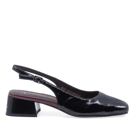 Incaltaminte dama - Pantofi eleganți damă Anna Viotti din piele naturală lăcuită, negru, toc de 4 cm - D105-6210P-J300-YT02