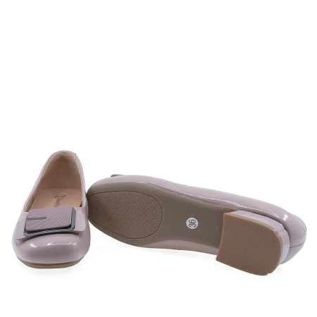 Incaltaminte dama - Pantofi eleganți damă Anna Viotti din piele naturală lăcuită, nude, toc de 4 cm - D111-3V92602-75