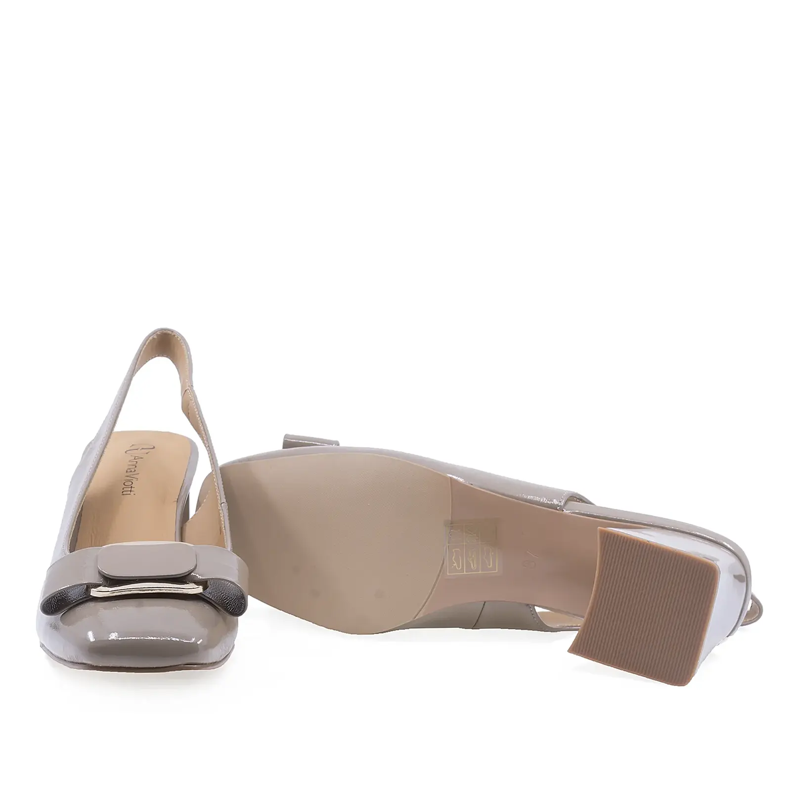 Pantofi Dama Slingback Lac Alb cu Funda D16-5533-161WHITE [4]