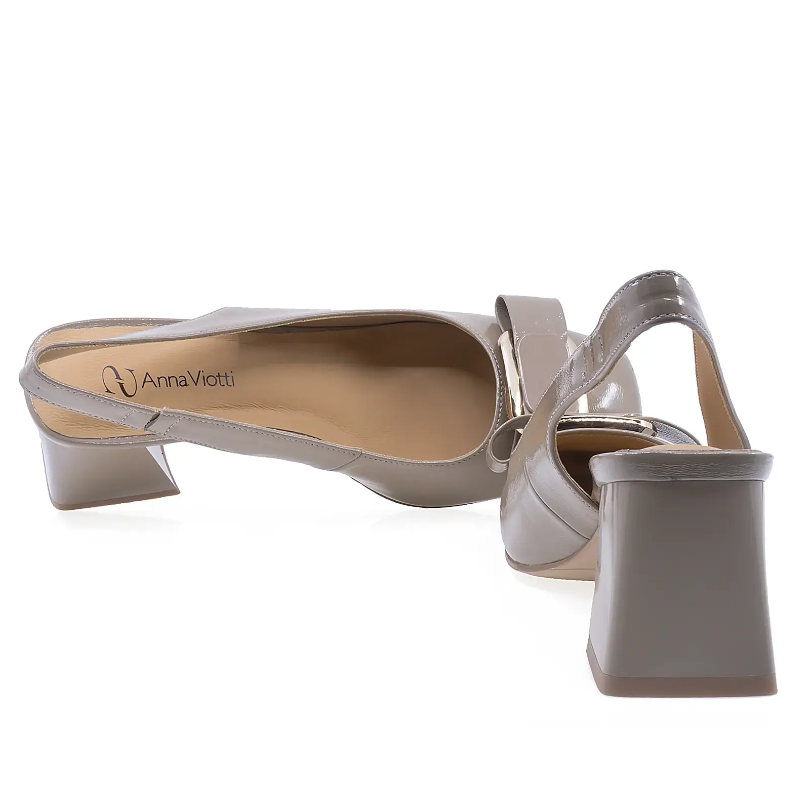 Pantofi Dama Slingback Lac Alb cu Funda D16-5533-161WHITE [3]