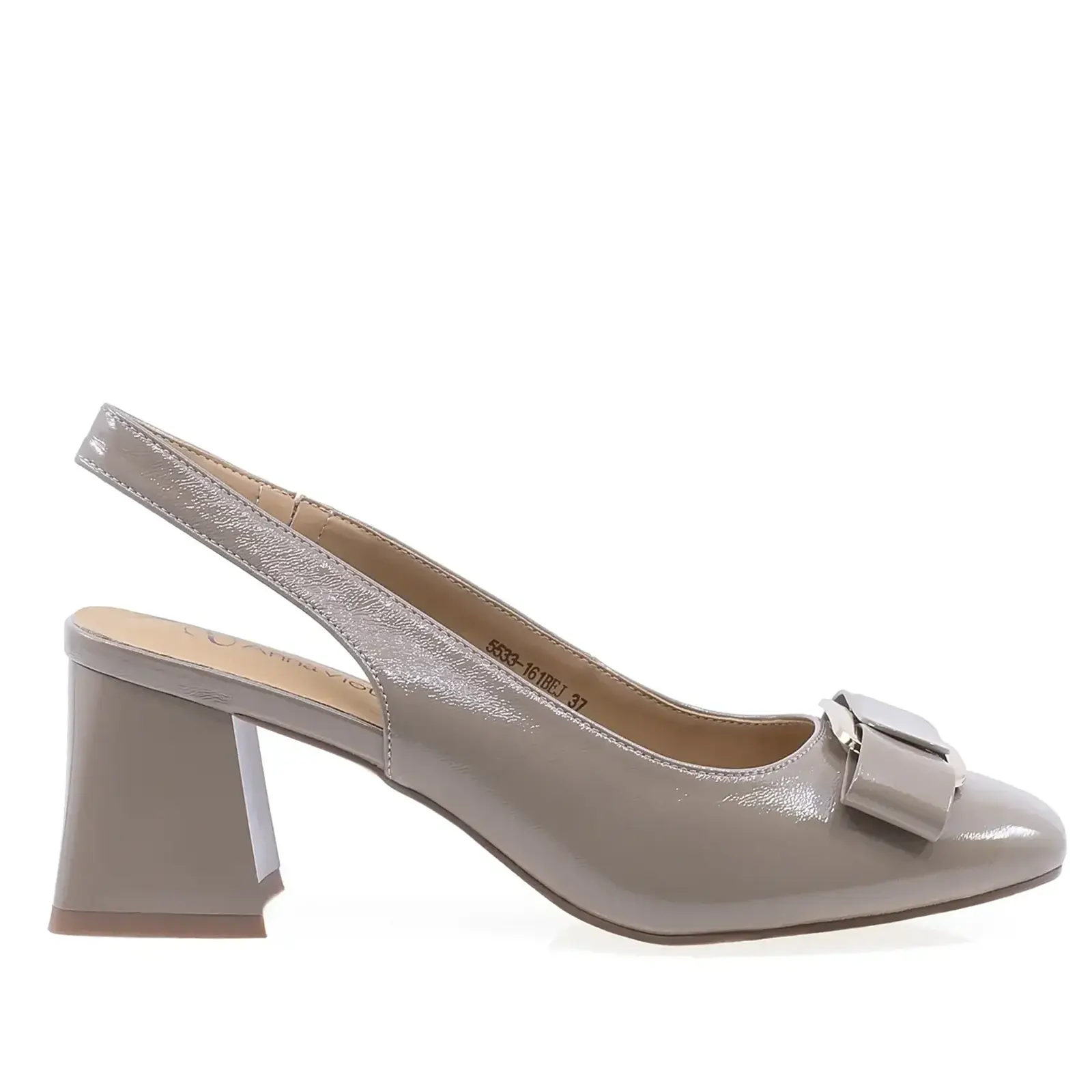 Incaltaminte dama - Pantofi Dama Slingback Lac Alb cu Funda D16-5533-161WHITE