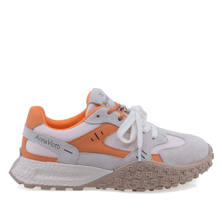 Incaltaminte dama - Pantofi sport damă Anna Viotti din piele naturală întoarsă, orange/multi, platformă față 2,5 cm, spate 3,5 cm - D106-L010-3