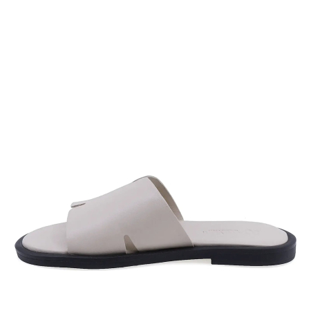 Papuci - Papuci casual damă Anna Viotti din piele naturală box, bej, toc de 1,5 cm și talpă 1 cm - D19-359