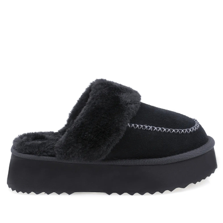 Papuci - Papuci Dama Casual Anna Viotti Piele Intoarsa D113-1 Negru