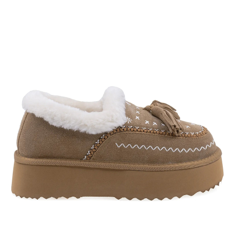 Papuci - Papuci Dama Casual Anna Viotti Piele Intoarsa D113-2 Camel