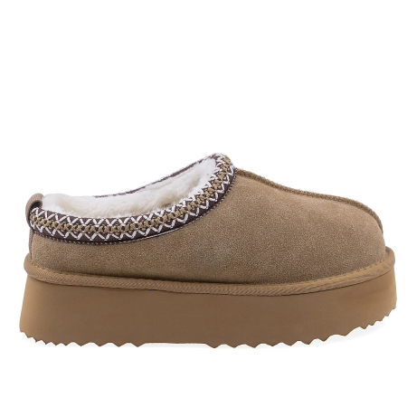 Papuci - Papuci Dama Casual Anna Viotti Piele Intoarsa D113-BERDUN DB Camel