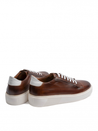 Radiant Wallnut Brown with White sole Sneakers – Piele Naturală, Construcție Manuală, Detalii Exclusiviste [3]
