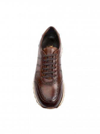SmartCausal - Russet Brown Sneakers – Piele Naturală, Construcție Manuală, Detalii Exclusiviste