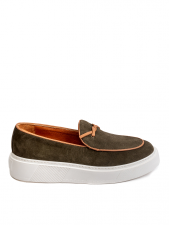 Sacramento Green with Mocha Brown Accents Loafers – Piele Naturală, Design Elegant, Confort Maximal [1]