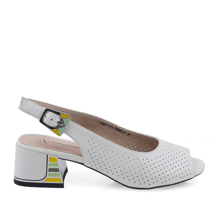 Sandale - Sandale elegante damă Anna Viotti din piele naturală box, bej, toc de 4,5 cm - D105-6369P-A10-YT03