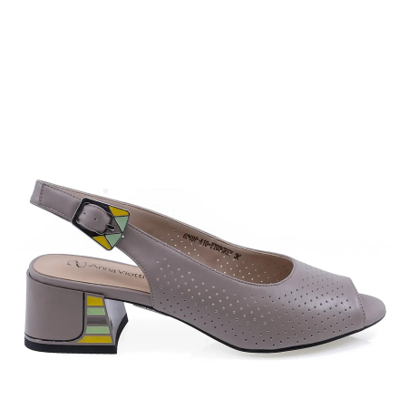 Sandale - Sandale elegante damă Anna Viotti din piele naturală box, gri, toc de 4,5 cm - D105-6369P-A10-YT03