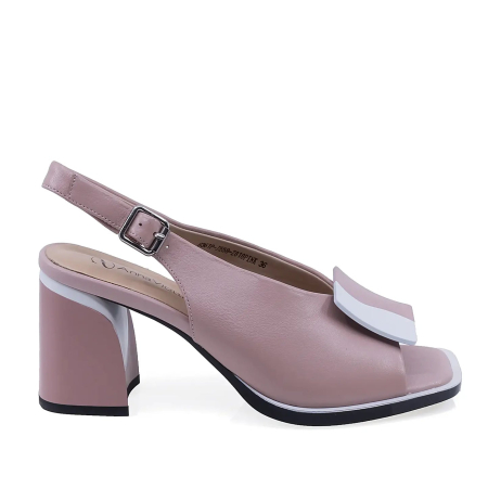 Sandale - Sandale elegante damă Anna Viotti din piele naturală box, roz, toc de 7,5 cm - D105-6361P-J558-Z818