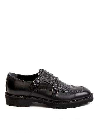 Scaled All Black Double Monk Strap – Piele Naturală, Construcție Manuală, Detalii Exclusiviste [1]