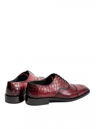 Scaled burgundy Red Oxford Piele Naturală, Construcție Manuală, Detalii Exclusiviste [3]