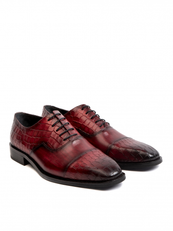 Scaled burgundy Red Oxford Piele Naturală, Construcție Manuală, Detalii Exclusiviste [2]