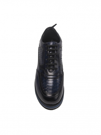 Sneakers - Scaled Deep Dark Blue Sneakers – Piele Naturală, Construcție Manuală, Detalii Exclusiviste