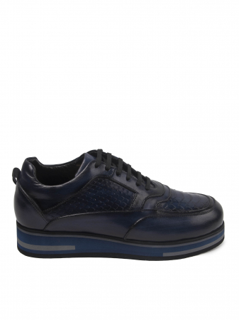 Scaled Deep Dark Blue Sneakers – Piele Naturală, Construcție Manuală, Detalii Exclusiviste [1]