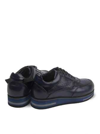 Scaled Deep Dark Blue Sneakers – Piele Naturală, Construcție Manuală, Detalii Exclusiviste [3]