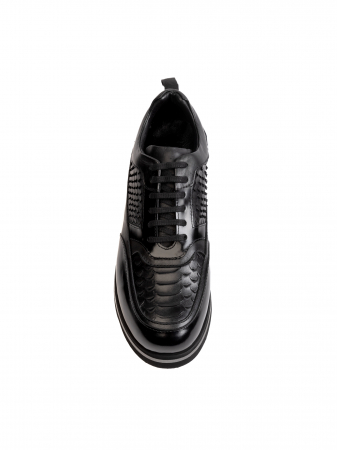 SmartCausal - Sneakers Scaled Black – Piele Naturală, Construcție Manuală, Detalii Exclusiviste