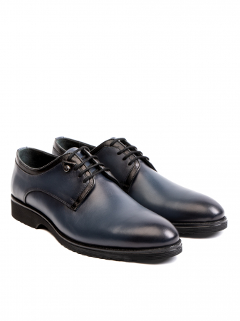 Steel Blue Oxford – Piele Italiană, Pictați Manual, Talpă Roșie [2]