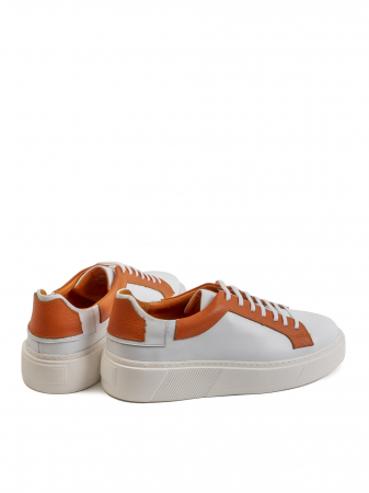 White mix with Orange accents Sneakers – Piele Naturală, Construcție Manuală, Detalii Exclusiviste [3]