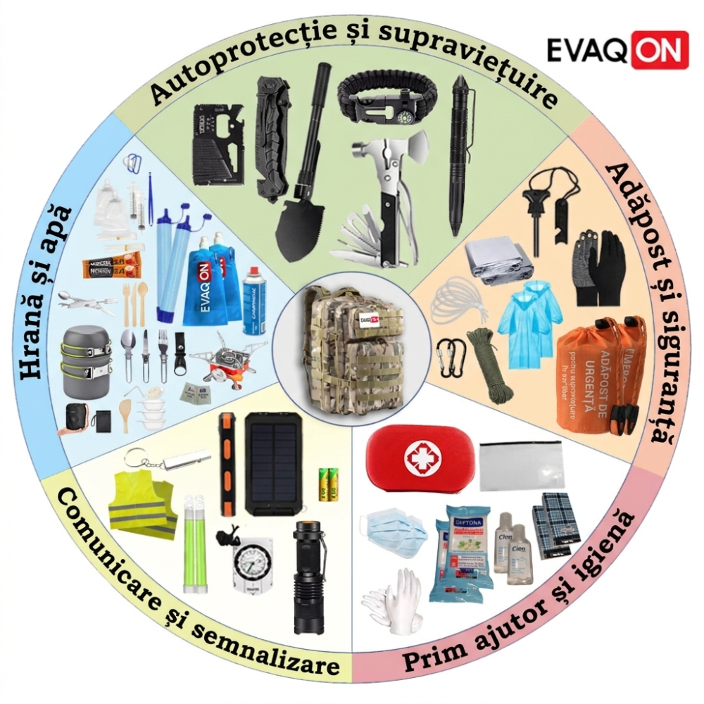 Kit de evacuare „Evaqon Deluxe pentru doi” pentru cutremure, incendii, inundatii, dezastre [13]