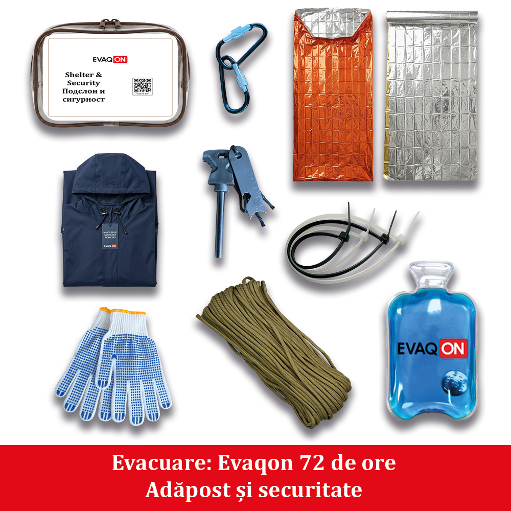Kit de evacuare personala Evaqon 72 de ore pentru cutremure, incendii, inundatii, dezastre [7]