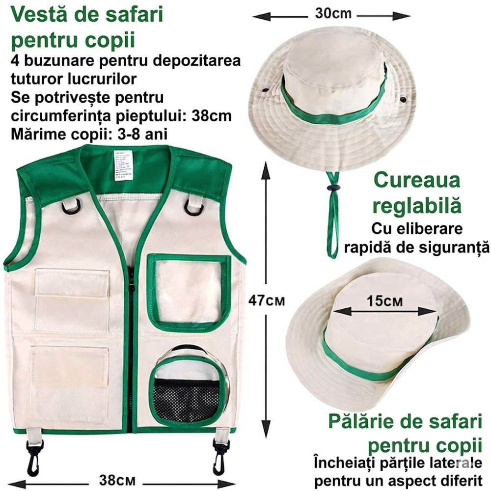 Kit de explorare si aventura pentru copii cu vesta si palarie [3]