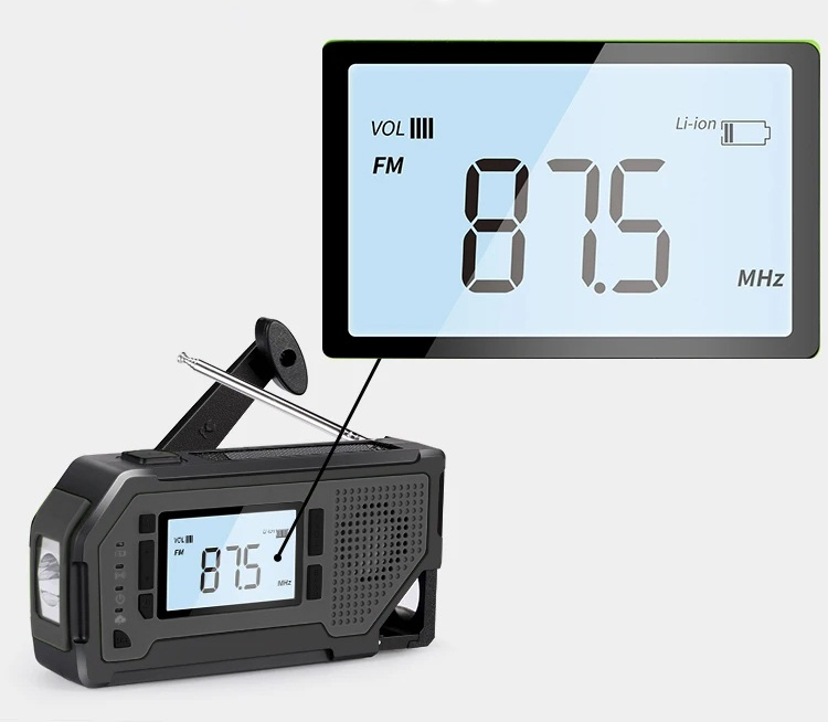 Radio de urgenta, radio AM/FM portabil solar, 4 surse de alimentare, alimentat cu baterii, cu lanterna LED, ecran LCD, alarma SOS, 2000 mAh - Albastru [4]