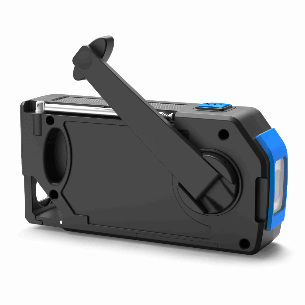 Radio de urgenta, radio AM/FM portabil solar, 4 surse de alimentare, alimentat cu baterii, cu lanterna LED, ecran LCD, alarma SOS, 2000 mAh - Albastru [6]