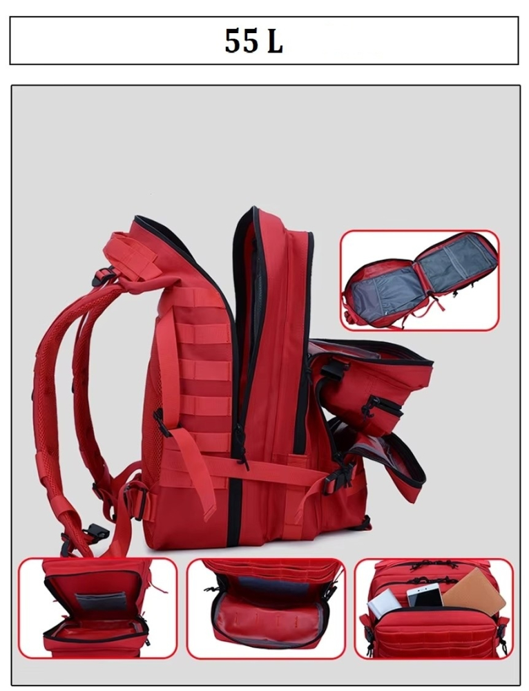 Rucsac Tactic Profesional – Volum 55 Litri - Rosu [3]