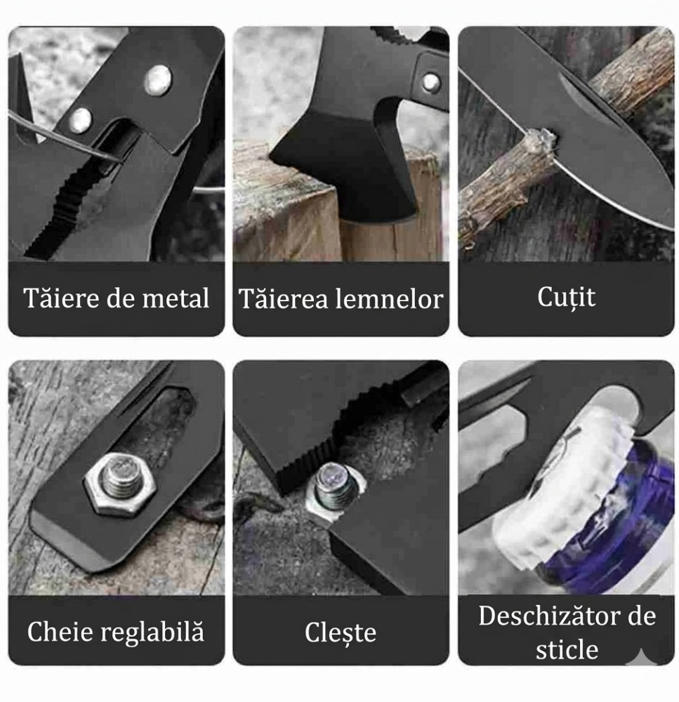 Unealta multifunctionala - topor, ciocan, cleste - maner negru [2]