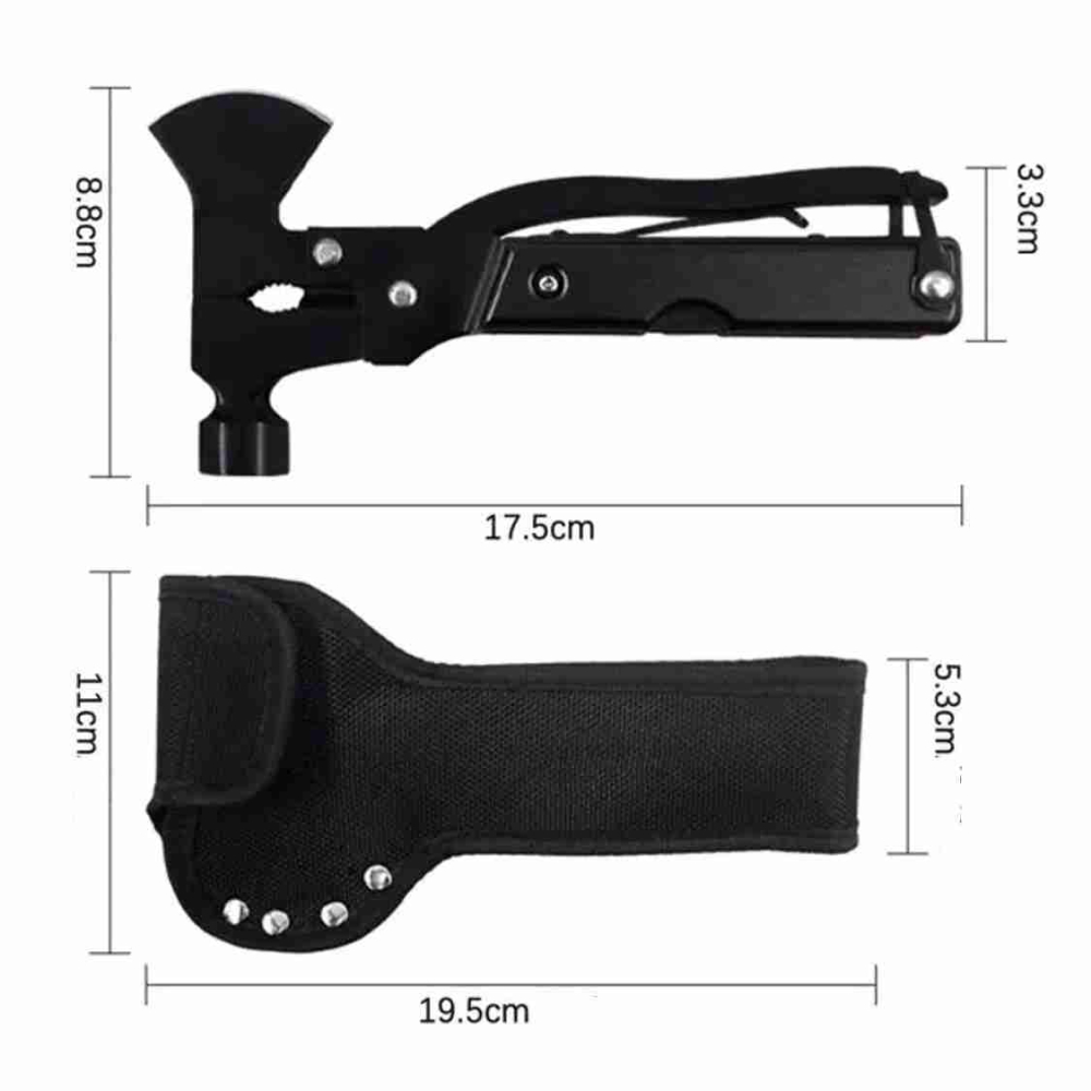 Unealta multifunctionala - topor, ciocan, cleste - maner rosu [4]