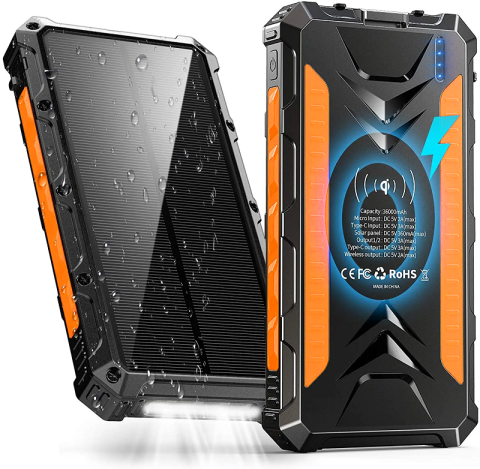 Gadgeturi - Power bank - Baterie externa - Solar Profesional 20.000 mAh cu Incarcare Wireless