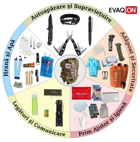 Kit de evacuare „Evaqon pentru doua persoane, timp de 72 ore”, pentru cutremure, incendii, inundatii, dezastre [10]