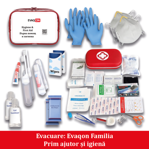 Kit de evacuare pentru doua persoane, pentru cutremure, incendii, inundatii, dezastre [1]