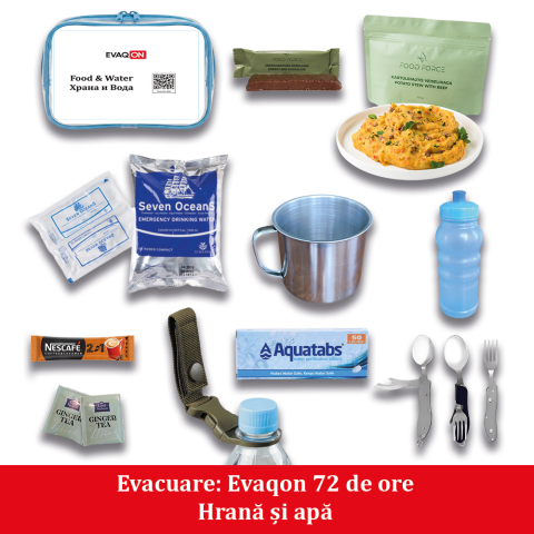 Kit de evacuare personala Evaqon 72 de ore pentru cutremure, incendii, inundatii, dezastre [4]