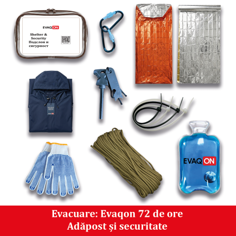 Kit de evacuare personala Evaqon 72 de ore pentru cutremure, incendii, inundatii, dezastre [6]