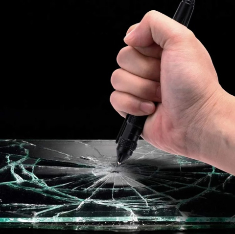 Stilou din metal tactic 2in1, spargator de geam [3]