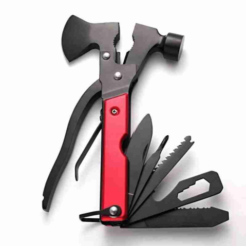 Gadgeturi - Unealta multifunctionala - topor, ciocan, cleste - maner rosu