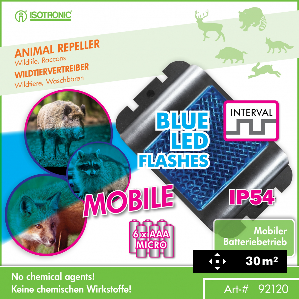 Aparat cu ultrasunete și flash-uri Blue Thunder – anti animale sălbatice, alimentare 6xAAA, IP54, activare nocturnă automată [2]