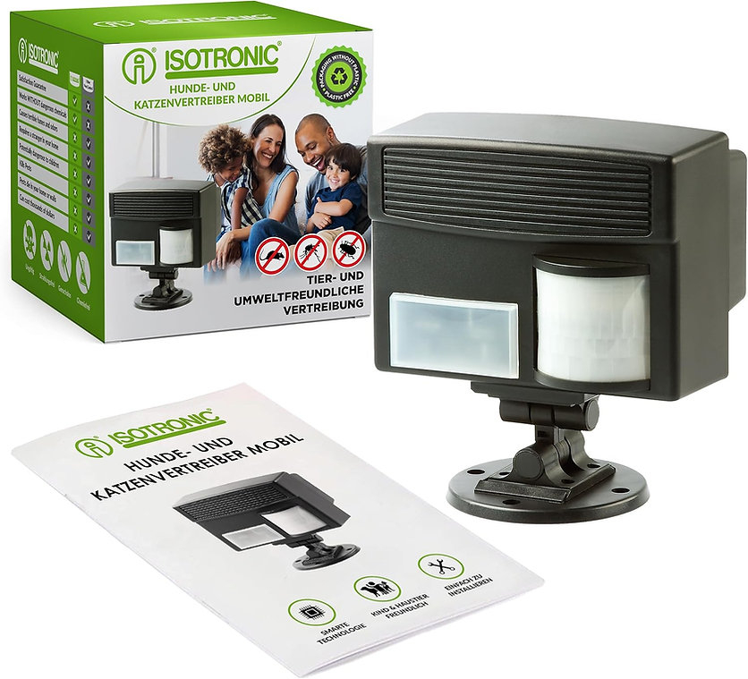 Aparat cu Ultrasunete și Senzor PIR – Isotronic 60035 – Anti Câini, Pisici, Iepuri, Mistret, 100 m² [1]