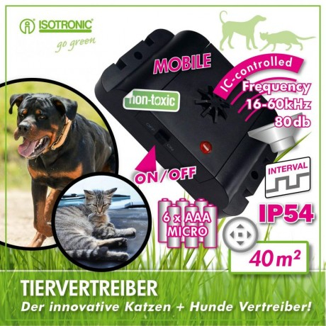 Aparat Portabil Anti Câini și Pisici – Free Mobile – Ultrasunete 18-32 kHz, 40 m², Negru [2]