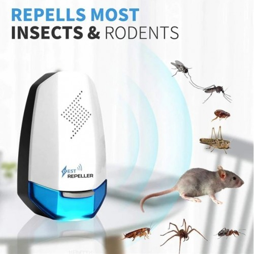 SET 2 x Aparat cu ultrasunete Pest Repeller Alb-Albastru – Protecție Rozătoare și Insecte Târâtoare – 100-150 m² [2]