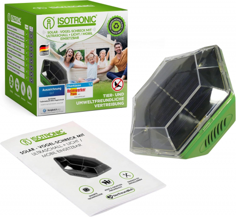 Aparat Anti Păsări cu Ultrasunete – ISOTRONIC US1 – Mobil, Solar, 100 m², ideal pentru porumbei, vrabii, pescaruși [1]